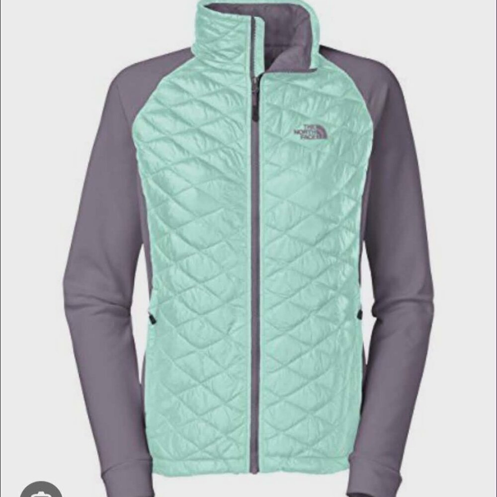 North Face Thermoball full zip puffer purple and teal xsmall